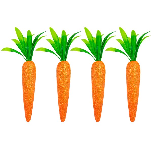 Encontraproduto.com.br - Cenoura C/ Glitter Decorativa 4 Peças 9,5cm em Isopor Multiart