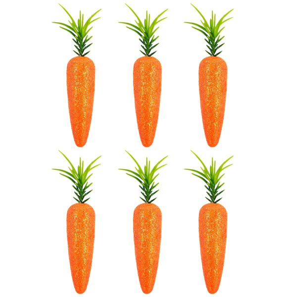 Encontraproduto.com.br - Mini Cenouras C/ Glitter 6 Peças 5cm em Isopor Multiart