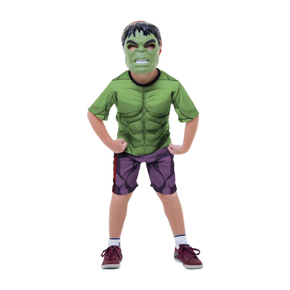Encontraproduto.com.br - Fantasia Hulk Clássico Curto Infantil Com Máscara Original