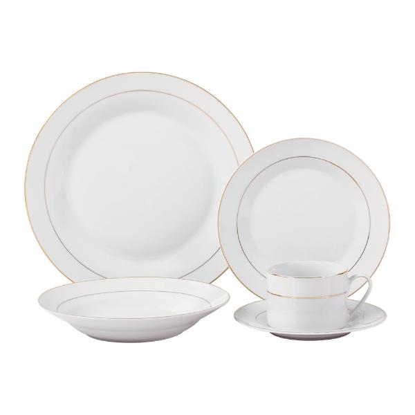 Jogo de jantar redondo em porcelana DM Brasil Classic 20 peças ouro