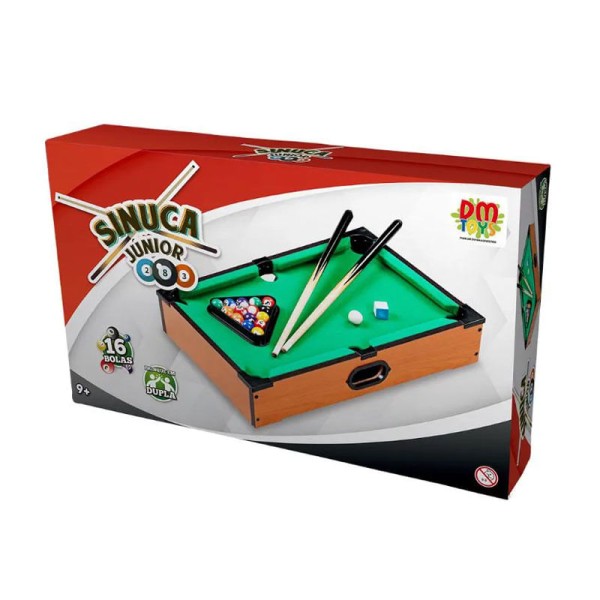 Encontraproduto.com.br - Mini Mesa Bilhar Sinuca Madeira Completa - DMToys
