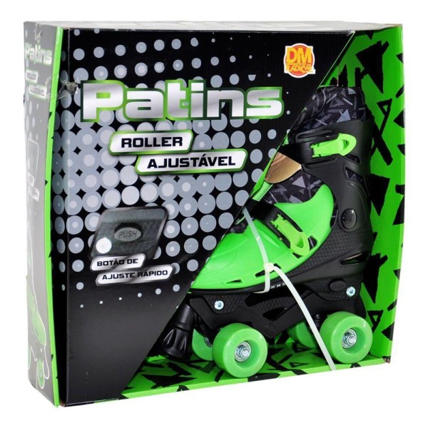 Encontraproduto.com.br - Patins Inline Ajustável Com 4 Rodas - Numeração Do 33 Ao 36