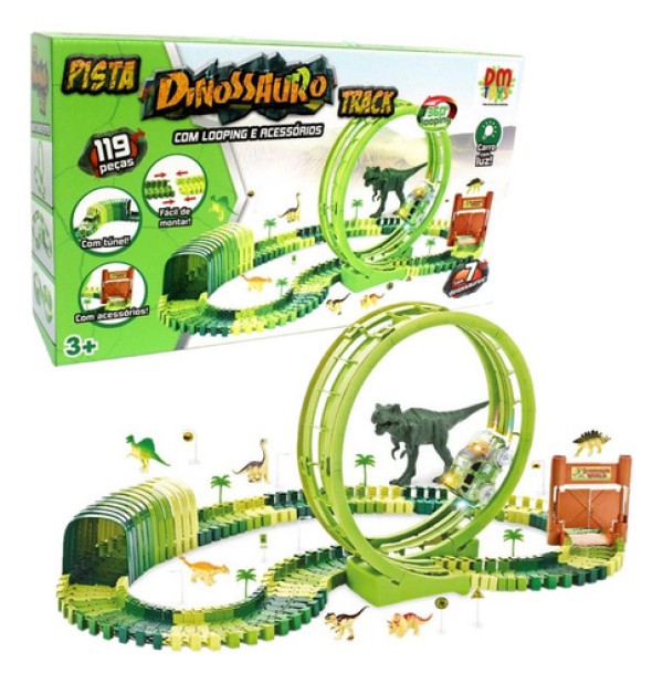 Pista Dinossauro Track com Looping e Acessórios 119 Peças