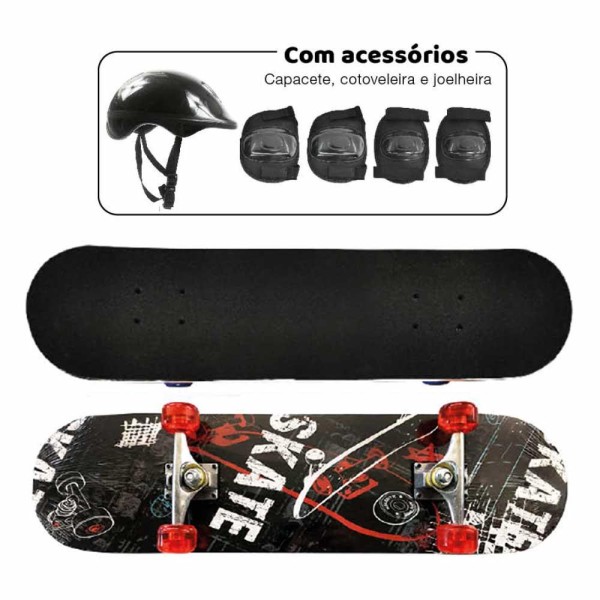 Encontraproduto.com.br - Skate Infantil Radical com Acessórios - DM Toys UNICA