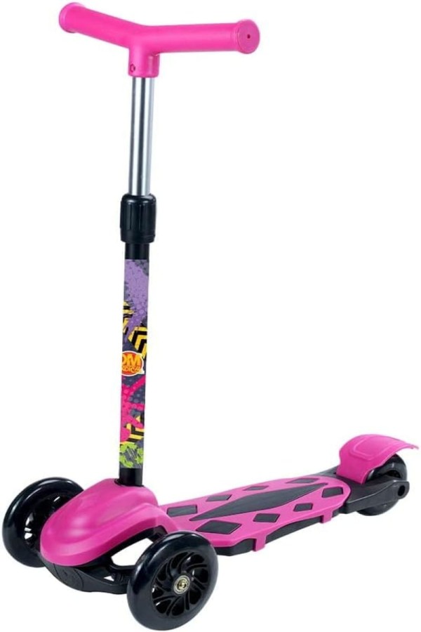 Patinete Radical Power Trinete 3 Rodas Rosa Dobrável Dm Toys