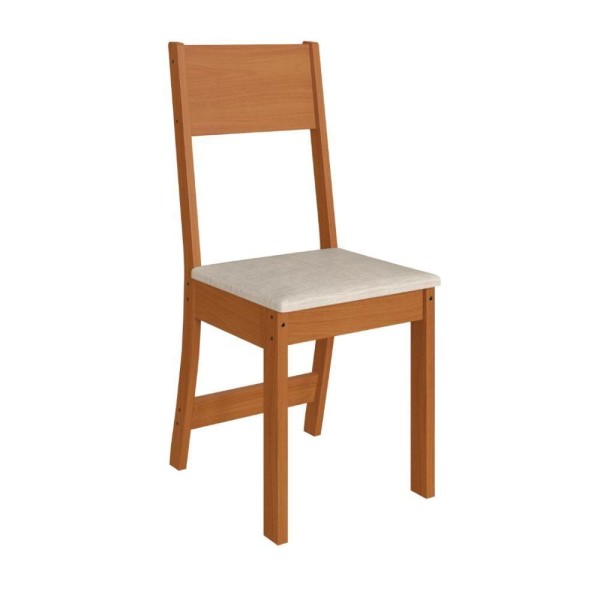 Encontraproduto.com.br - Conjunto Sala De Jantar Fidelitá Espanha 90cm Com 4 Cadeiras Freijó/off-white Assento Linho