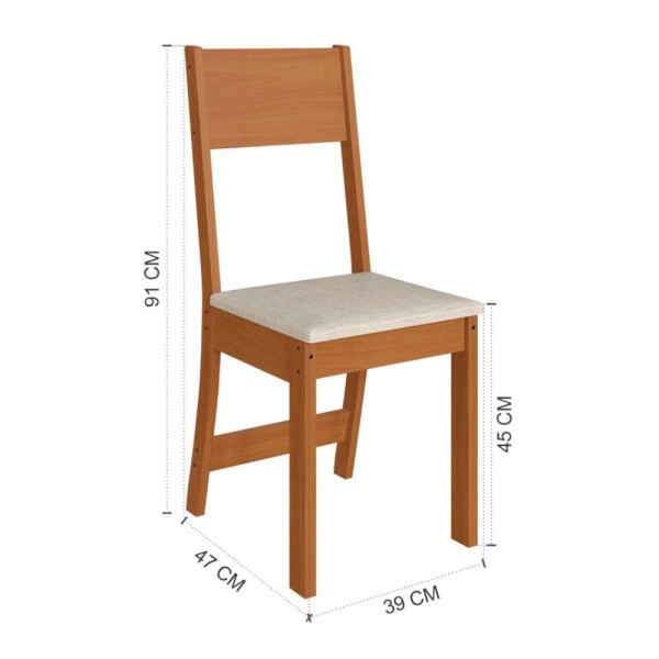 Encontraproduto.com.br - Conjunto Sala De Jantar Fidelitá Espanha 90cm Com 4 Cadeiras Freijó/off-white Assento Linho