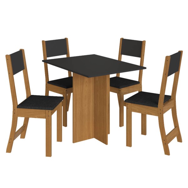 Encontraproduto.com.br - Conjunto Mesa e Cadeiras Talita 5 peças Freijó/Chumbo 10089.3 Indékes