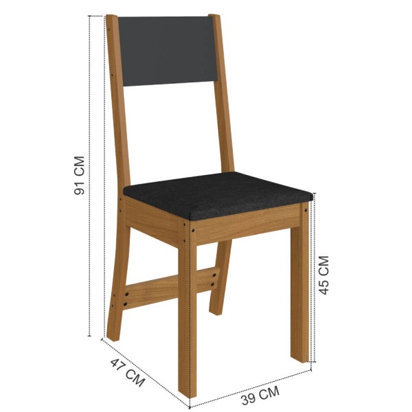 Encontraproduto.com.br - Conjunto Mesa e Cadeiras Talita 5 peças Freijó/Chumbo 10089.3 Indékes