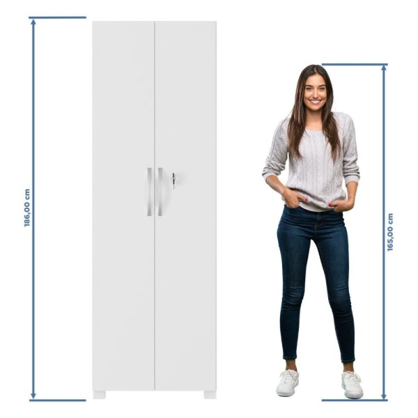 Encontraproduto.com.br - Armário Para Escritório 2 Portas Com Chave Bahrein Nótavel Branco