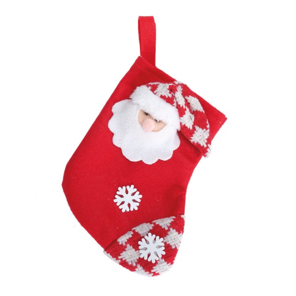 ENFEITE PENDURAR MEIA NOEL VRM/BCO 19X15CM C/1 UN 1007404