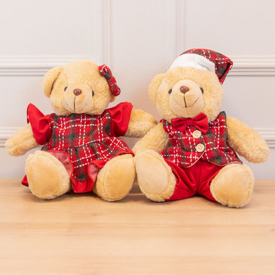 Encontraproduto.com.br - URSO DECORATIVO COM ROUPA VRM/BCO 25CM C/1UN 1007448