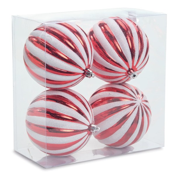 Encontraproduto.com.br - Bola De Natal Com Gomos Glitter E Perolado 10cm Jg 4 Un