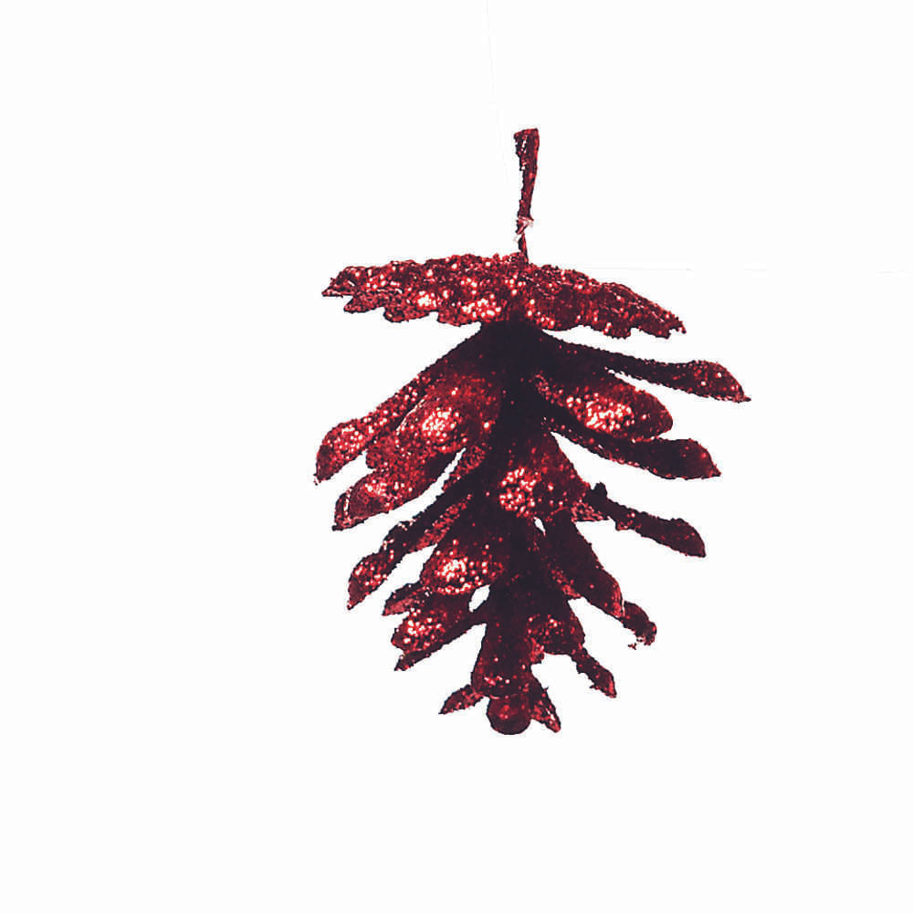 Pinha Natalina Vermelho/glitter 1un 4x4x4cm 1351422