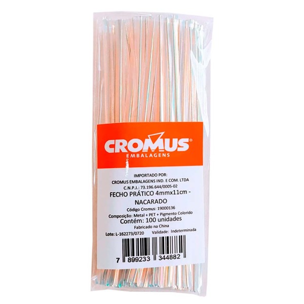 Fecho Prático Nacarado 4mmx11cm c/100 - Cromus
