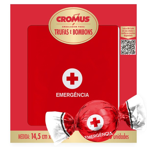 Encontraproduto.com.br - Embalagem Para Trufas e Bombons Emergência 14,5x15,5CM 100 Unidades 12500159 CROMUS