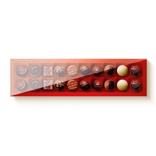 Caixa de Papel Retangular C/Tampa PVC P/20 Docinhos 39x9,5x4 Vermelho C/10 un - CROMUS