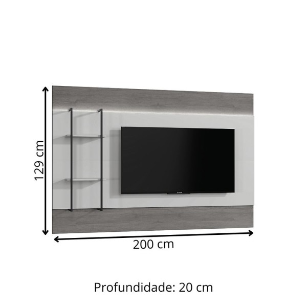 Encontraproduto.com.br - Painel Granada Com Led Mdf E Mdp Naturalle E Off White