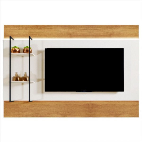 Encontraproduto.com.br - Painel Granada Com Led Mdf E Mdp Naturalle E Off White