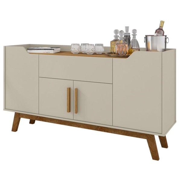 Encontraproduto.com.br - Balcão Aparador Buffet 4 Portas 1 Gaveta Future Off White/Cinamomo - Bechara