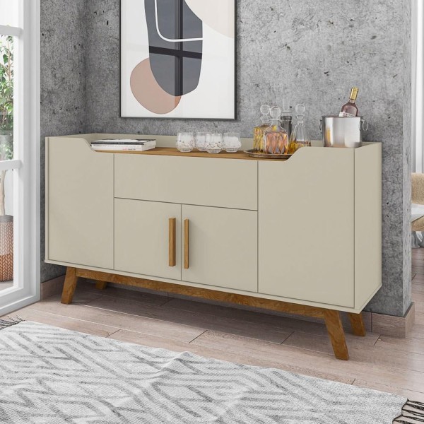 Encontraproduto.com.br - Balcão Aparador Buffet 4 Portas 1 Gaveta Future Off White/Cinamomo - Bechara