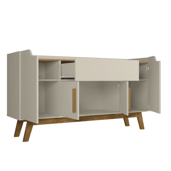 Encontraproduto.com.br - Balcão Aparador Buffet 4 Portas 1 Gaveta Future Off White/Cinamomo - Bechara
