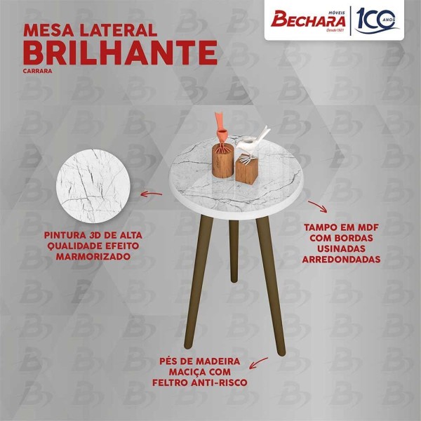 Encontraproduto.com.br - Mesa Lateral Retrô Brilhante Bechara