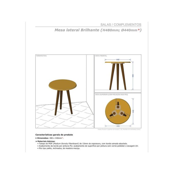 Encontraproduto.com.br - Mesa Lateral Retrô Brilhante Bechara
