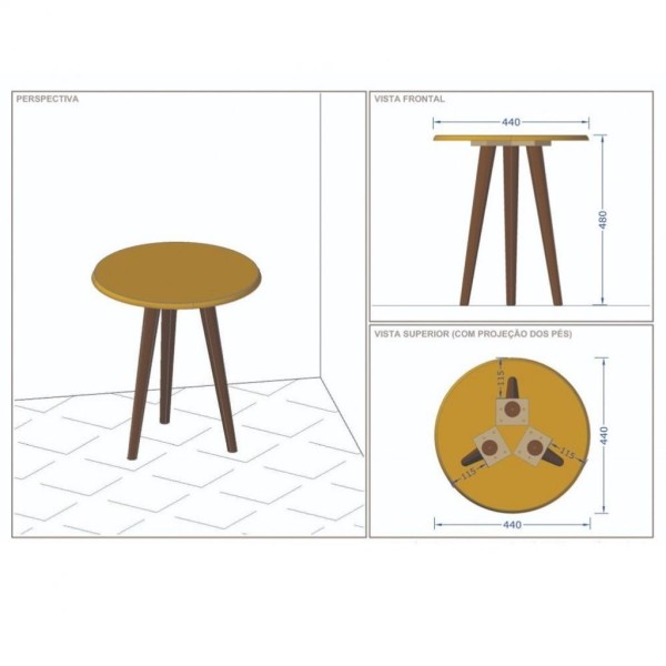 Encontraproduto.com.br - Mesa Lateral Retrô Brilhante Bechara