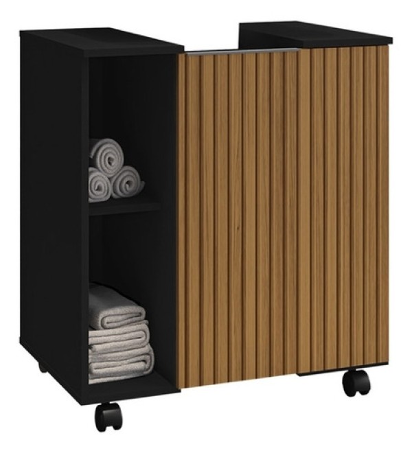 Gabinete Pequin Armario De Banheiro Para Pia De Coluna Branco/naturale Branco/naturale