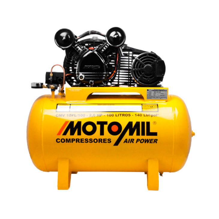 Compressor de Ar Motomil CMV-10PL 9 pcm / 100 psi 2CV 100L  Monofásico