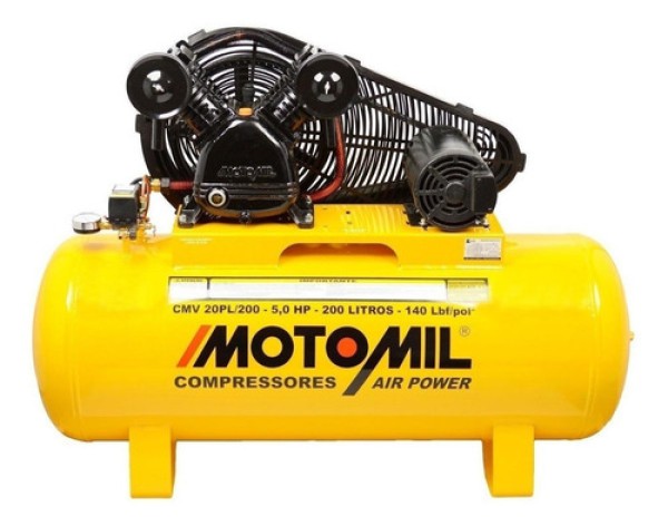 Compressor de Ar Motomil CMV 20PL/200L 5HP Trifásico 220V / 380V