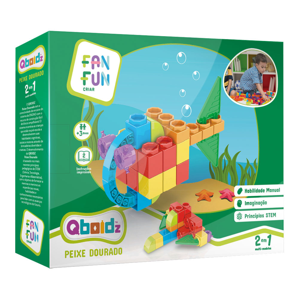 Blocos de Montar - Qboidz - Peixe Dourado - FanFun