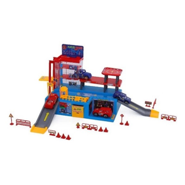 Encontraproduto.com.br - Mini Veículos e Acessórios - Posto Implacável - Pista com Carrinhos - FanFun - Vermelho e Azul