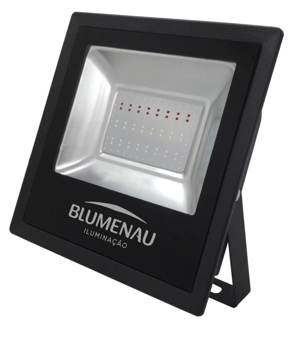 Encontraproduto.com.br - Refletor LED em alumínio 50W Bivolt preto Slim RGB Blumenau