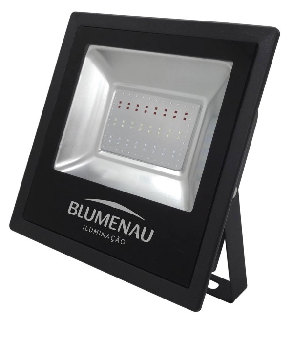 Encontraproduto.com.br - Refletor LED em alumínio 50W Bivolt preto Slim RGB Blumenau