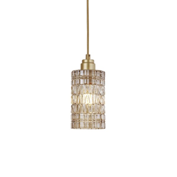 Encontraproduto.com.br - Lustre Pendente Blumenau Conhaque Faces Dourado E27 Bivolt - Único