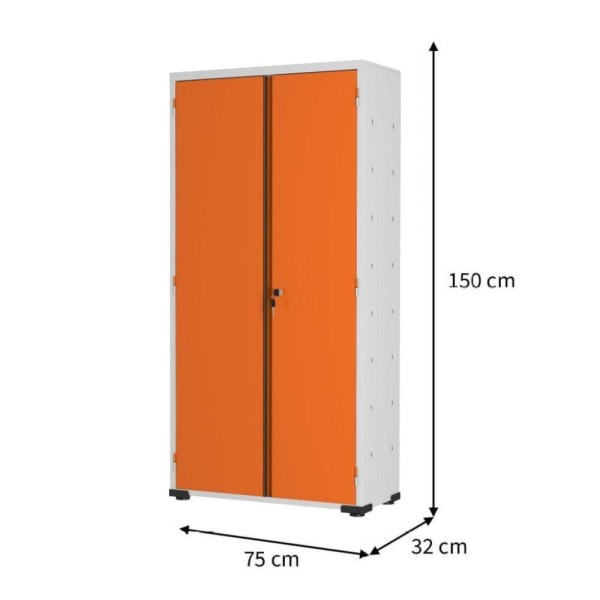 Encontraproduto.com.br - Armário Aço Escritório Fechadura 3 Prateleiras Ea303 Laranja