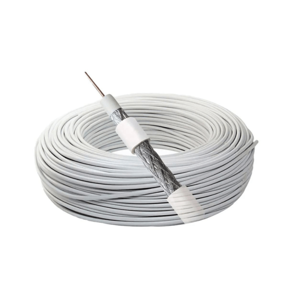 Encontraproduto.com.br - Cabo Coaxial Flexível 75 Ohms RF 4Mm 2X26Awg Branco 67% Malha Rolo Com 100 Metros Megatron