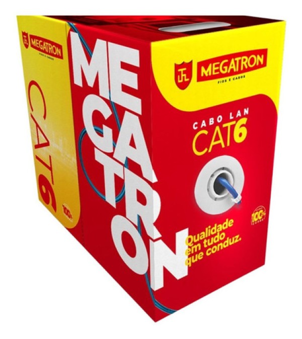 Cabo U/Utp 4P X 24 Awg CM Cat6 Azul Rolo Com 305 Metros Megatron