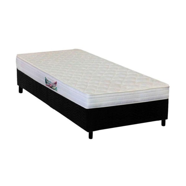 Cama Box Solteiro: Colchão Anatômico Herval Ag65 Frontier + Base Crc Suede Gray(88x188)