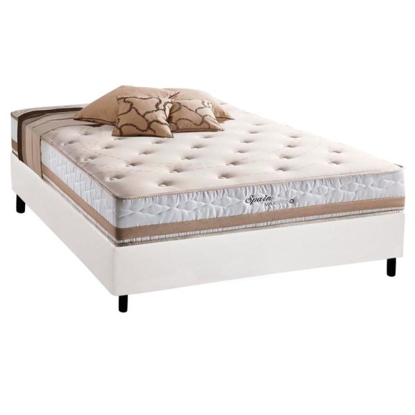 Encontraproduto.com.br - Conjunto Box Casal: Colchão Molas Herval Maxspring Spain + Base CRC Courano White(138x188)