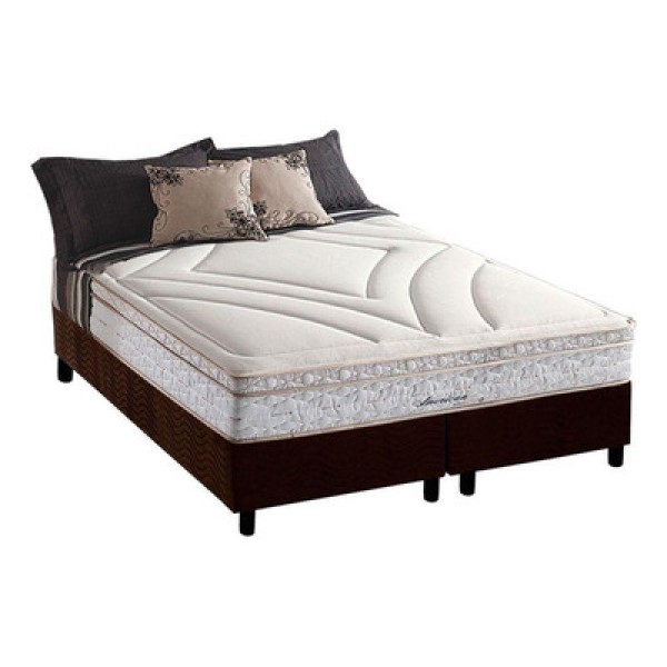 Encontraproduto.com.br - Conjunto Box Queen: Colchão Molas Herval Maxspring American + Base CRC Suede Brown(158x198)