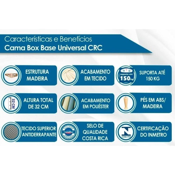 Encontraproduto.com.br - Conjunto Box Casal Colchão Anatômico Herval D28 Ag65 Ortopedic Black + Base Crc Courano White 138x188