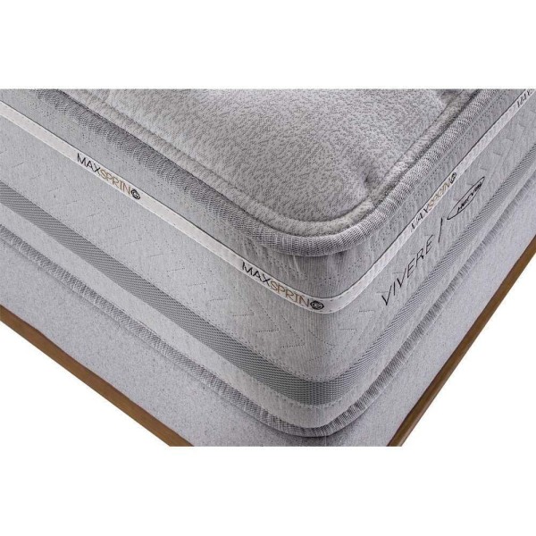Encontraproduto.com.br - Conjunto Box Queen: Colchão Molas Herval Colchão Maxspring Petra C1662 + Base Crc Suede Gray(158x198x33)