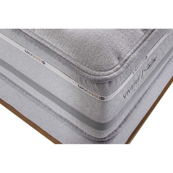 Encontraproduto.com.br - Conjunto Box Queen: Colchão Molas Herval Colchão Maxspring Petra C1662 + Base Crc Suede Gray(158x198x33)