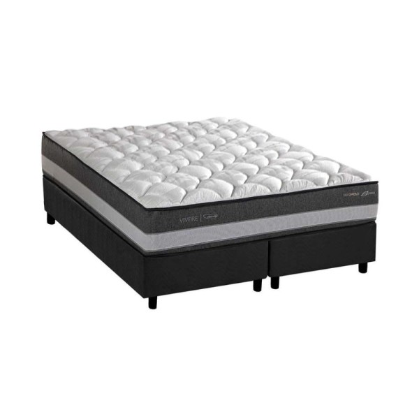 Conjunto Box Queen: Colchão Molas Herval Maxspring Minsque C1625 + Base CRC Suede Gray(158x198x27)