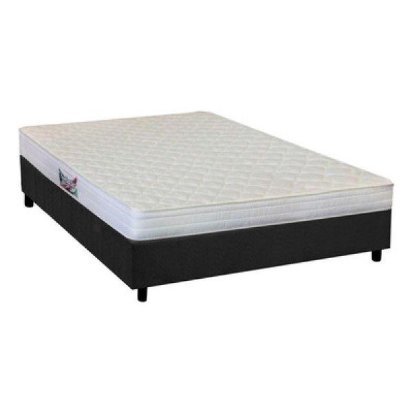 Encontraproduto.com.br - Cama Box Casal: Colchão Ortopédico Herval Ag65 Frontier + Base Crc Suede Gray(138x188)
