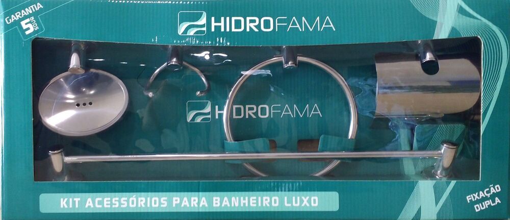 Kit de Acessórios para Banheiro Hidrofama Standard Luxo 5 Peças Cromado