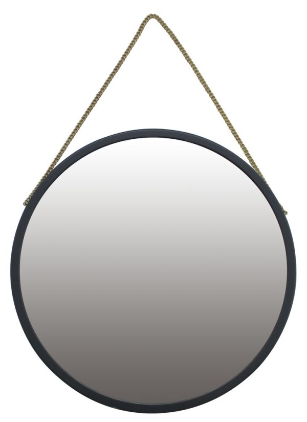 Espelho Diagonal Sorrento Redondo 38cm Dourado/Cinza com Alça
